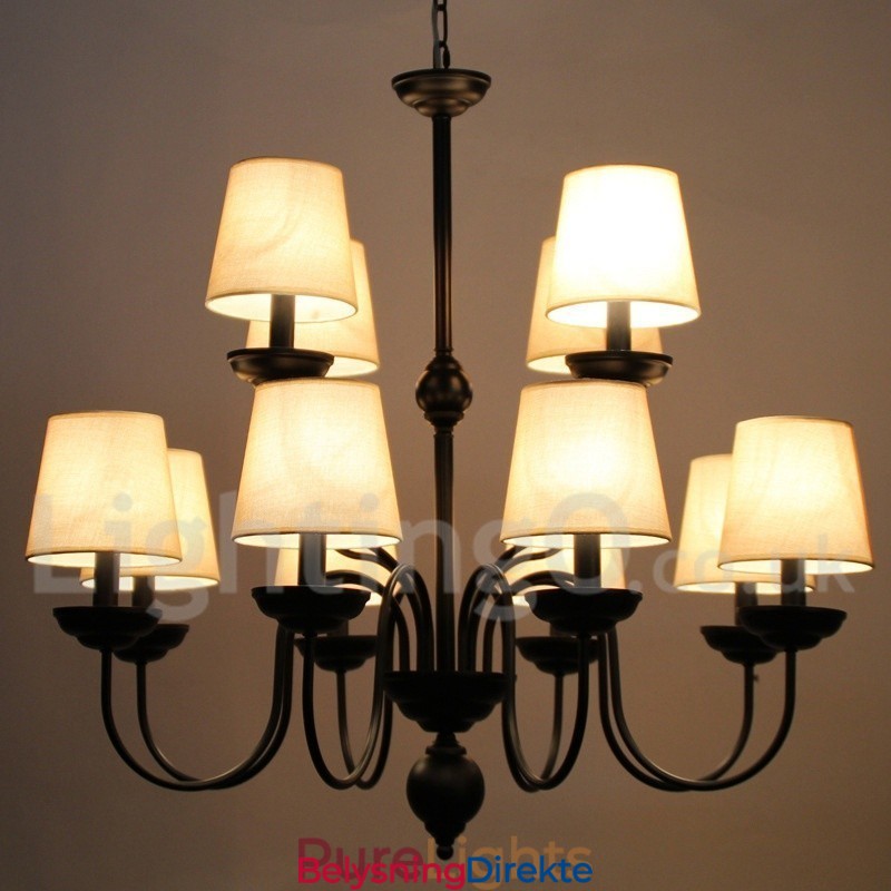 Rustikk Lysekrone I To Etasjer Med 12 Lys I Retro- Og Moderne Stil