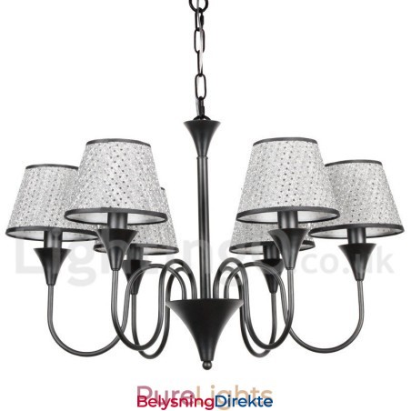 Rustikk Moderne, Samtidskunstnerisk Retro Lysekrone I Svart Med 6 Lys