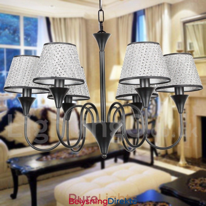 Rustikk Moderne, Samtidskunstnerisk Retro Lysekrone I Svart Med 6 Lys