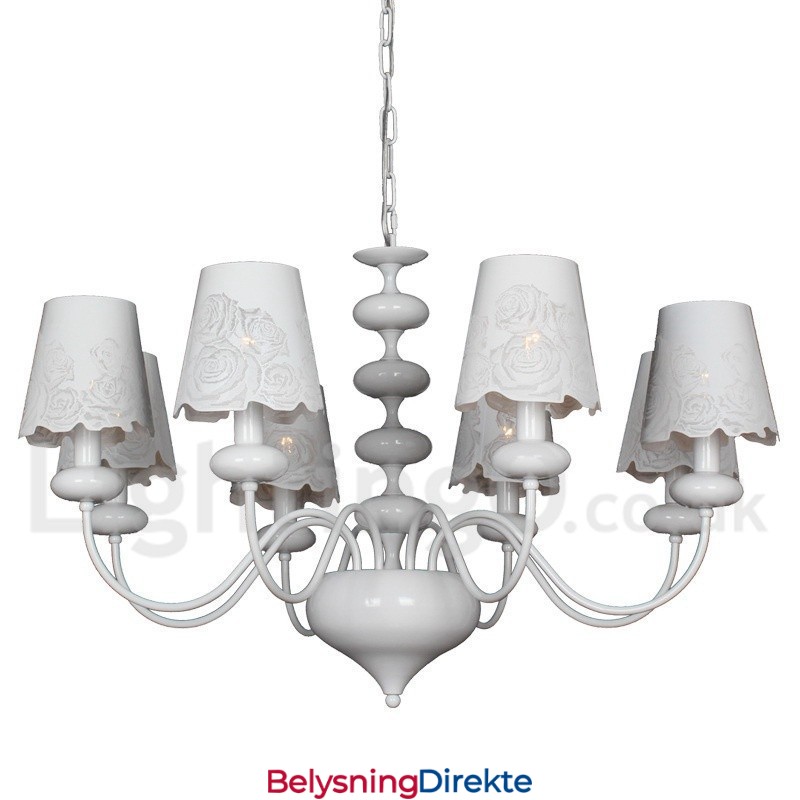 8 Lys Moderne, Samtidskunstnerisk Hul Hvit Lysekrone I Stearinlysstil