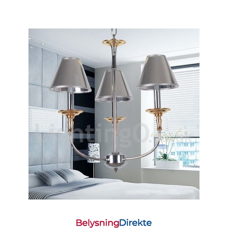 3-Lys Moderne Samtidskrone I Krom Med Stearinlys
