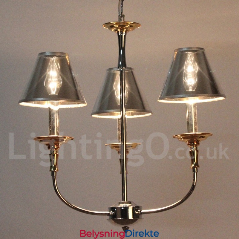 3-Lys Moderne Samtidskrone I Krom Med Stearinlys
