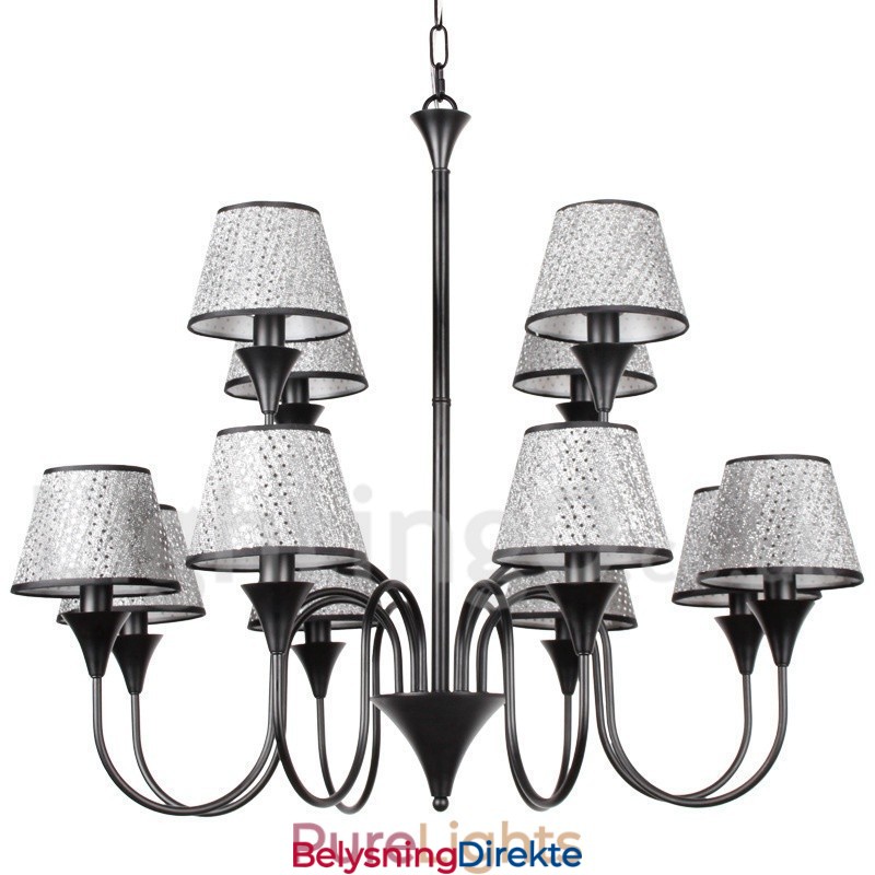 Rustikk Moderne, Samtidskunstnerisk Retro Lysekrone I Svart, 12 Lys