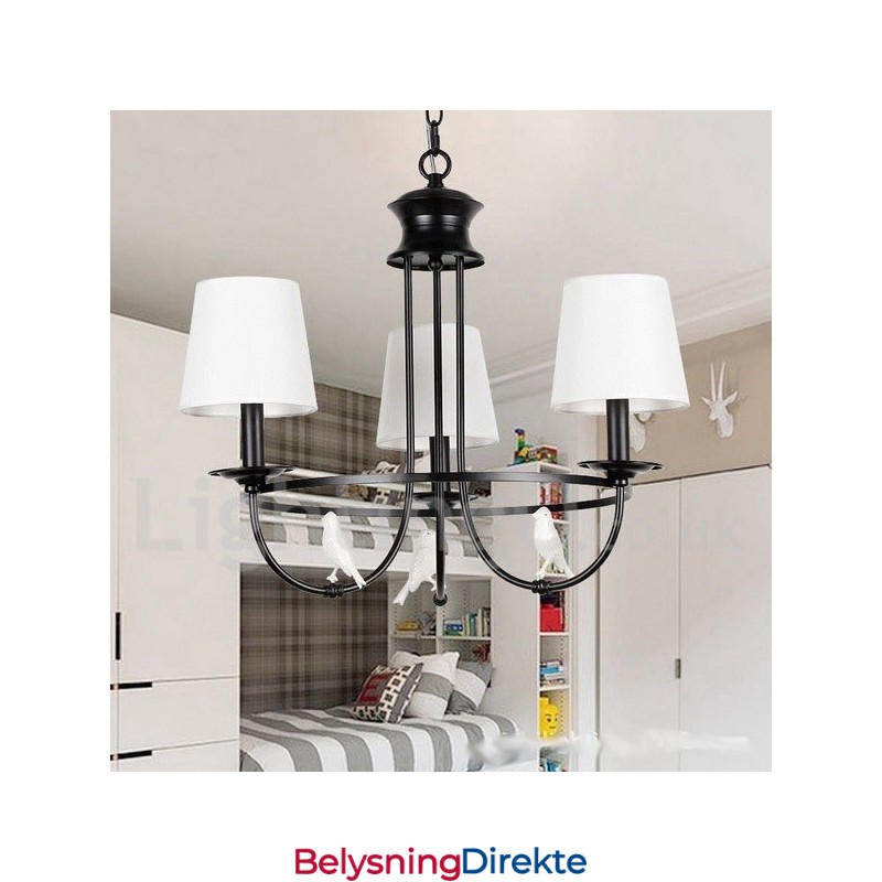 3-Lyss Retro Sort Middelhavsstil Rustikk Moderne Lysekrone Med Stearinlys