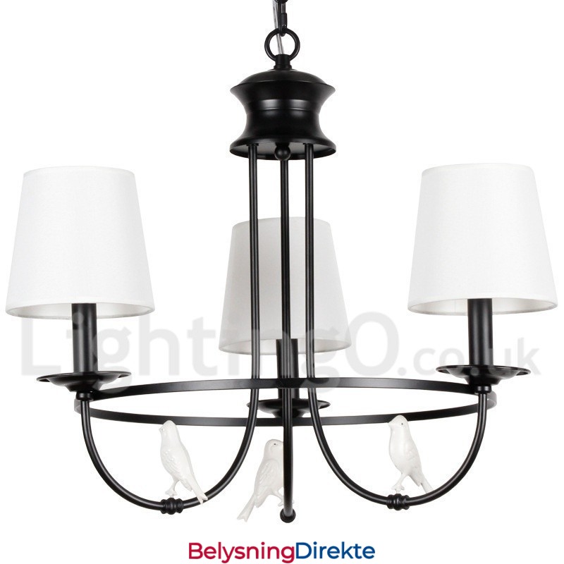 3-Lyss Retro Sort Middelhavsstil Rustikk Moderne Lysekrone Med Stearinlys
