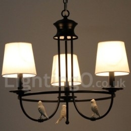 3-Lyss Retro Sort Middelhavsstil Rustikk Moderne Lysekrone Med Stearinlys