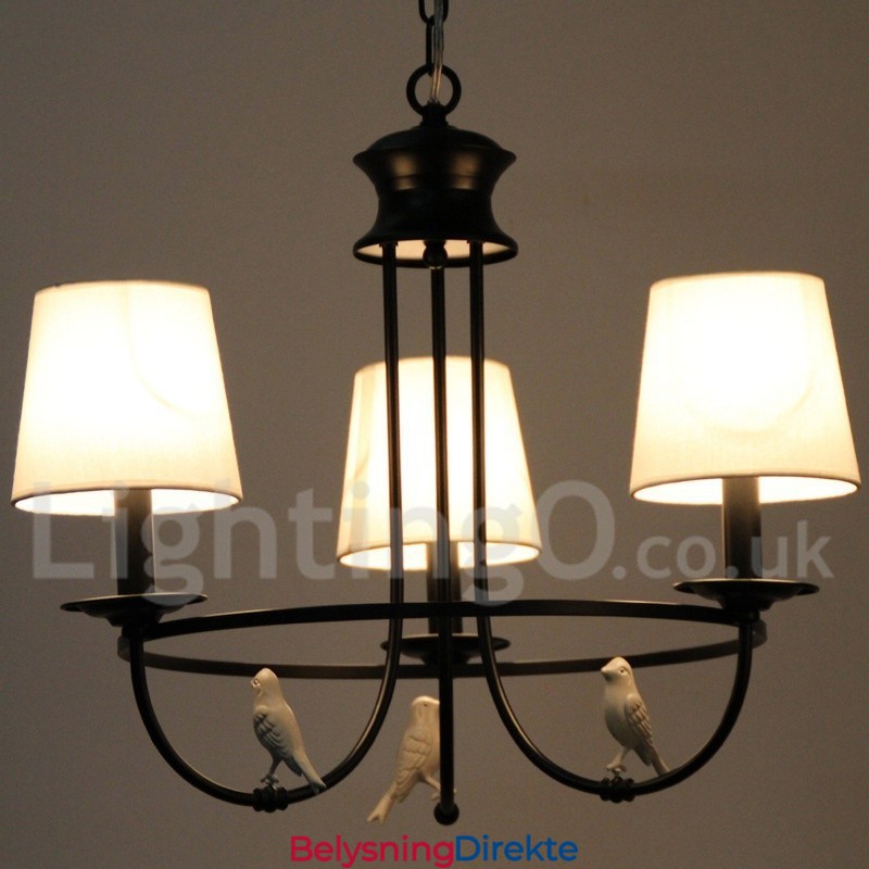 3-Lyss Retro Sort Middelhavsstil Rustikk Moderne Lysekrone Med Stearinlys