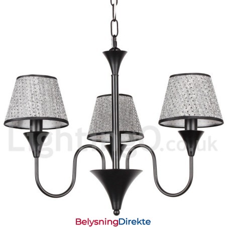 Rustikk Moderne, Samtidskunstnerisk Retro Lysekrone I Svart Med 3 Lys