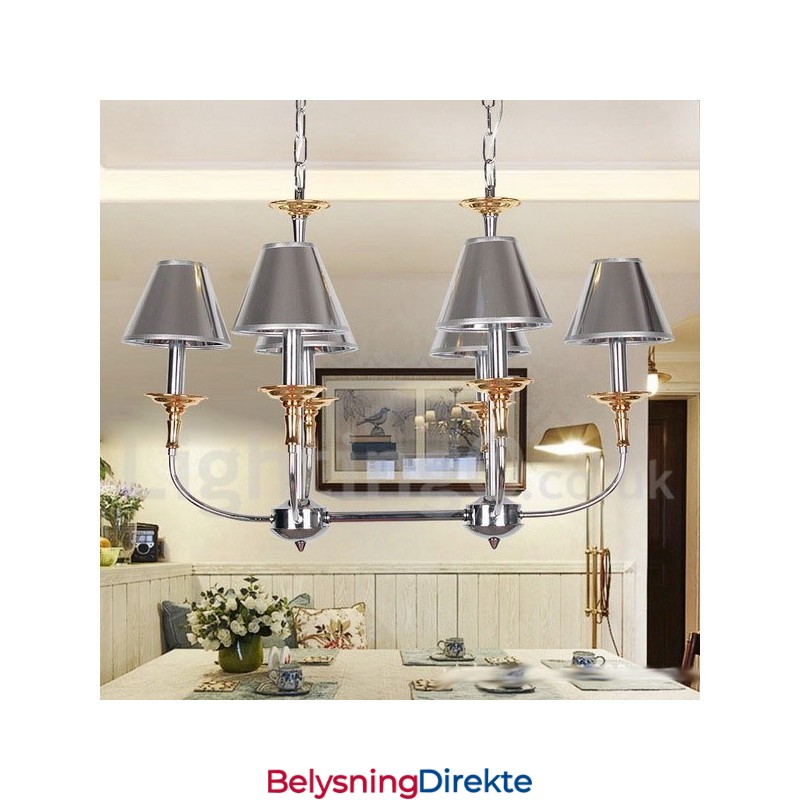 6 Lys Moderne Samtidskrone I Krom Med Stearinlys