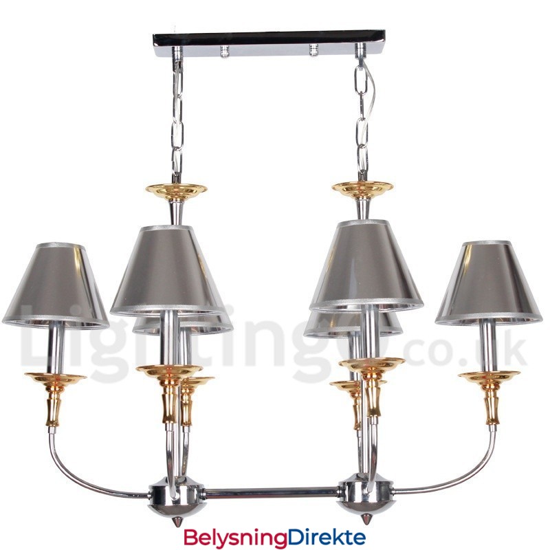 6 Lys Moderne Samtidskrone I Krom Med Stearinlys