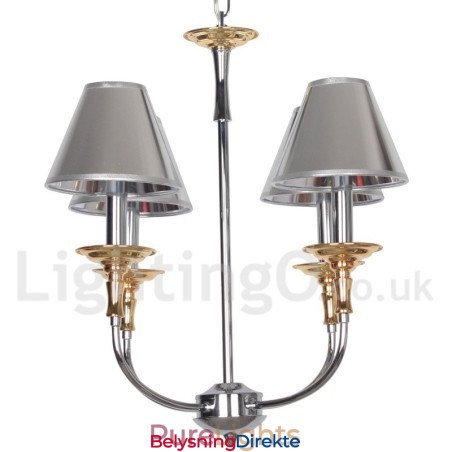 4-Lys Moderne Samtidskrone I Krom Med Stearinlys