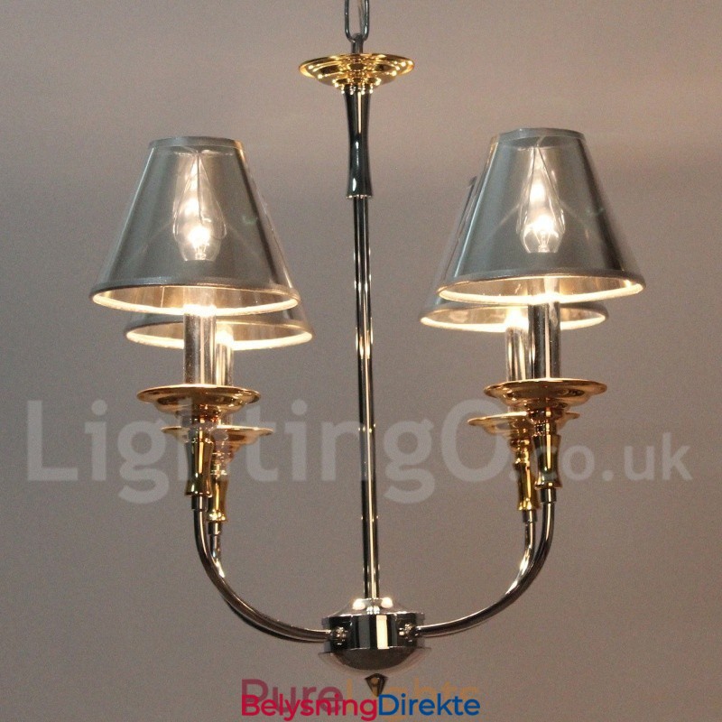 4-Lys Moderne Samtidskrone I Krom Med Stearinlys