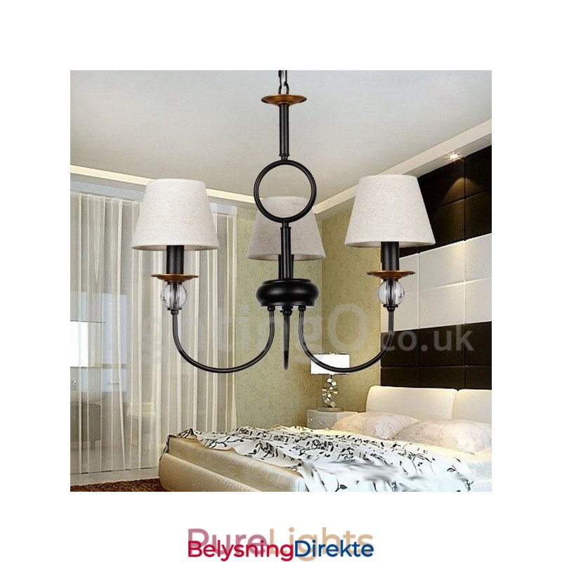 3-Lyss Rustikk Retro Svart Middelhavsstil Moderne Lysekrone Med Stearinlys