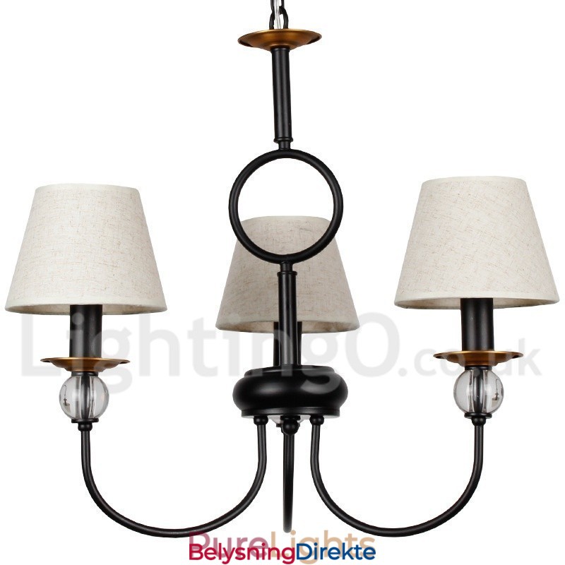 3-Lyss Rustikk Retro Svart Middelhavsstil Moderne Lysekrone Med Stearinlys
