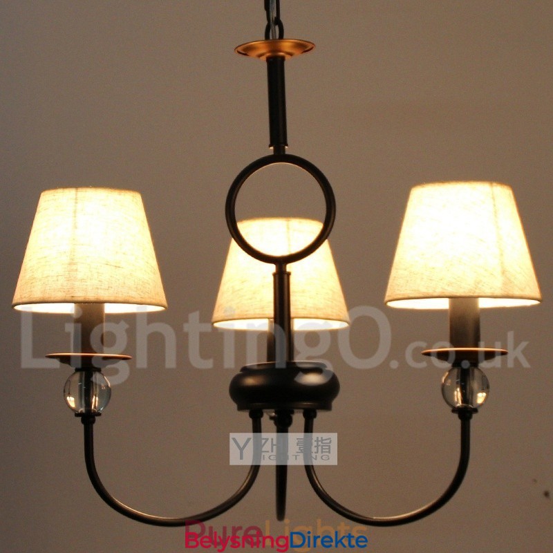 3-Lyss Rustikk Retro Svart Middelhavsstil Moderne Lysekrone Med Stearinlys