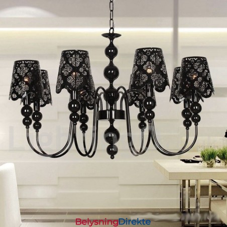 8 Lys Moderne, Samtidskunstnerisk Hul, Svart Lysekrone I Stearinlysstil