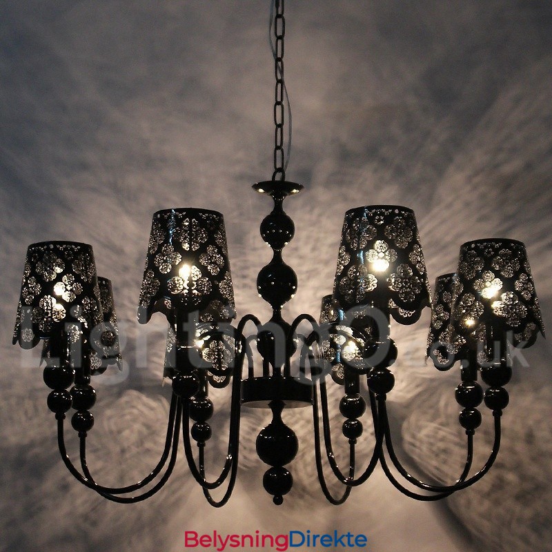 8 Lys Moderne, Samtidskunstnerisk Hul, Svart Lysekrone I Stearinlysstil