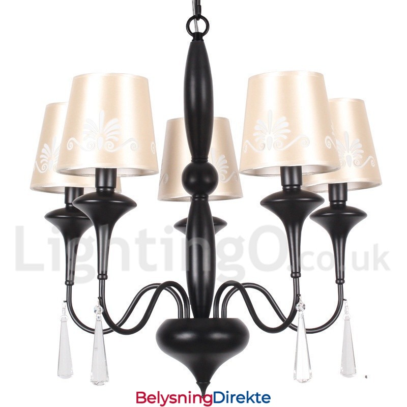 5-Lyss Lysekrone I Middelhavsstil Med Stearinlys