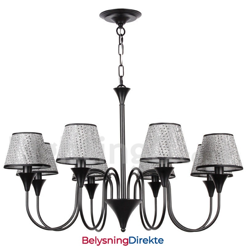 Rustikk Moderne, Samtidskunstnerisk Retro Lysekrone I Svart Med 8 Lys