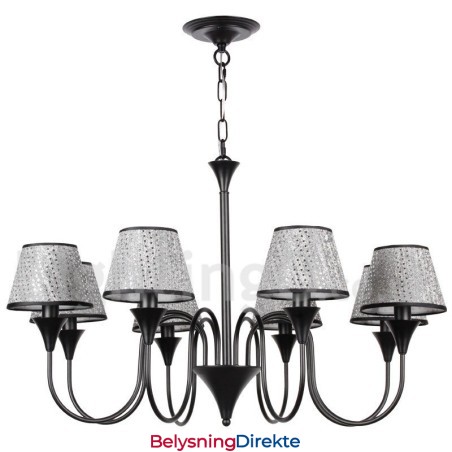 Rustikk Moderne, Samtidskunstnerisk Retro Lysekrone I Svart Med 8 Lys