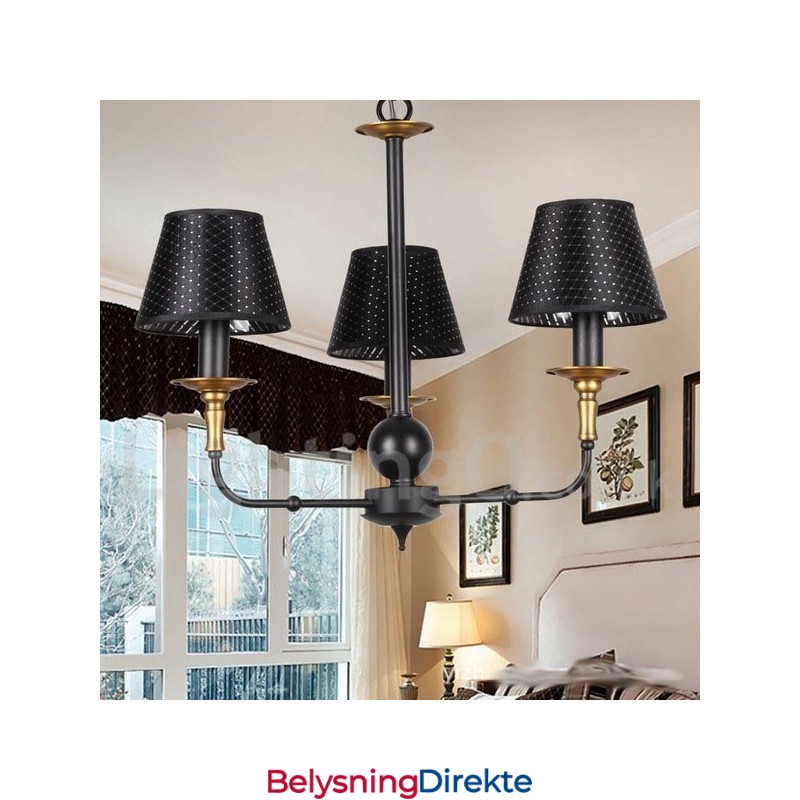 3-Lyss Retro Rustikk Lysekrone I Stearinlysstil