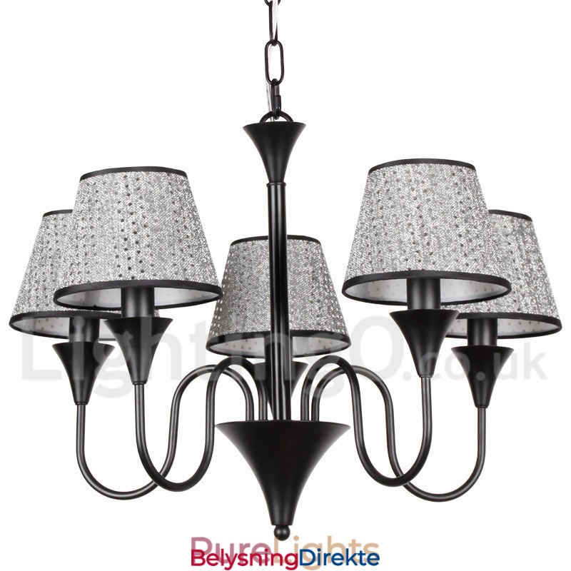 Rustikk Moderne, Samtidskunstnerisk Retro Lysekrone I Svart Med 5 Lys