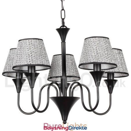 Rustikk Moderne, Samtidskunstnerisk Retro Lysekrone I Svart Med 5 Lys