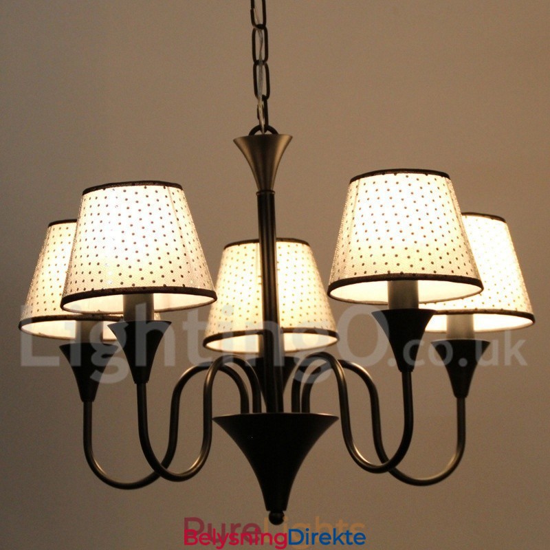 Rustikk Moderne, Samtidskunstnerisk Retro Lysekrone I Svart Med 5 Lys