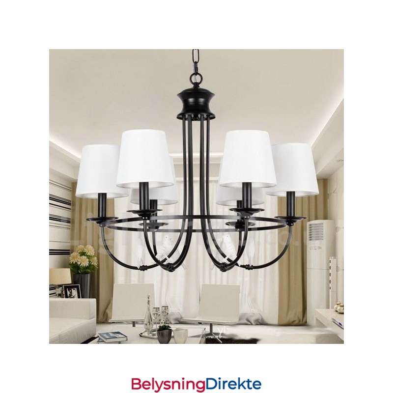 6 Lys Retro Sort Middelhavsstil Rustikk Moderne Lysekrone Med Stearinlys