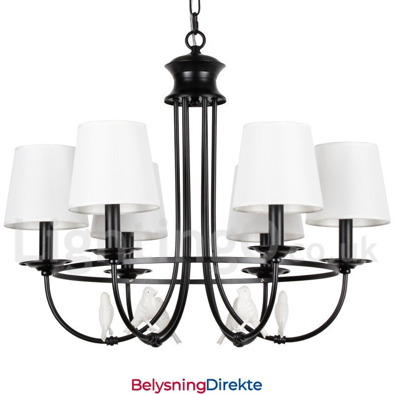 6 Lys Retro Sort Middelhavsstil Rustikk Moderne Lysekrone Med Stearinlys