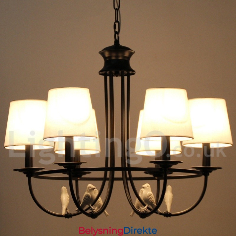 6 Lys Retro Sort Middelhavsstil Rustikk Moderne Lysekrone Med Stearinlys
