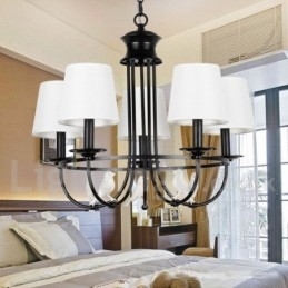 5-Lyss Retro Sort Middelhavsstil Rustikk Moderne Lysekrone Med Stearinlys