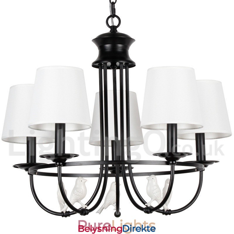 5-Lyss Retro Sort Middelhavsstil Rustikk Moderne Lysekrone Med Stearinlys