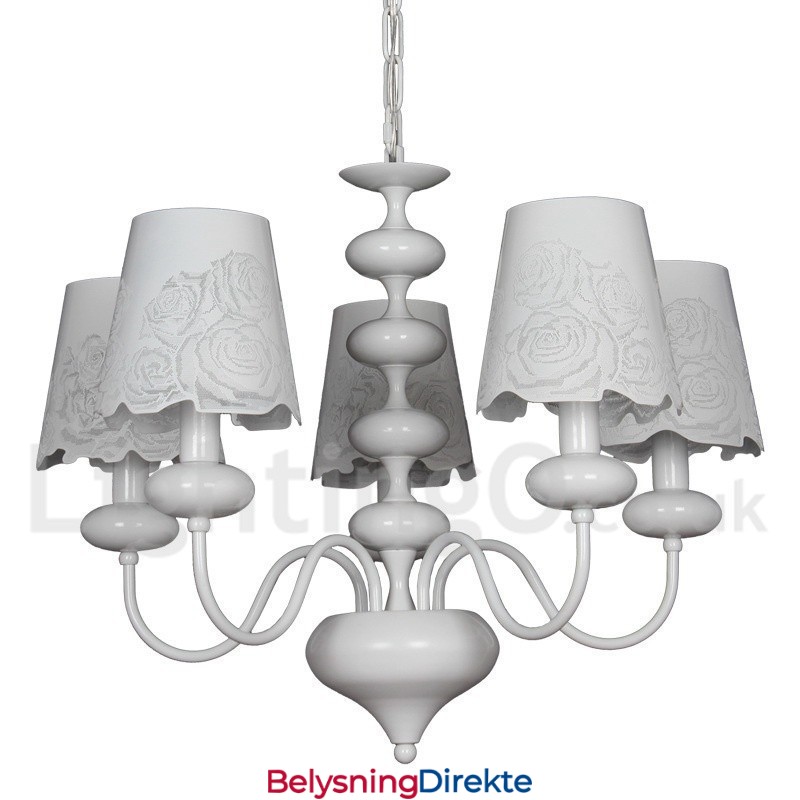 5-Lys Moderne, Samtidskunstnerisk Hul Hvit Lysekrone I Stearinlysstil