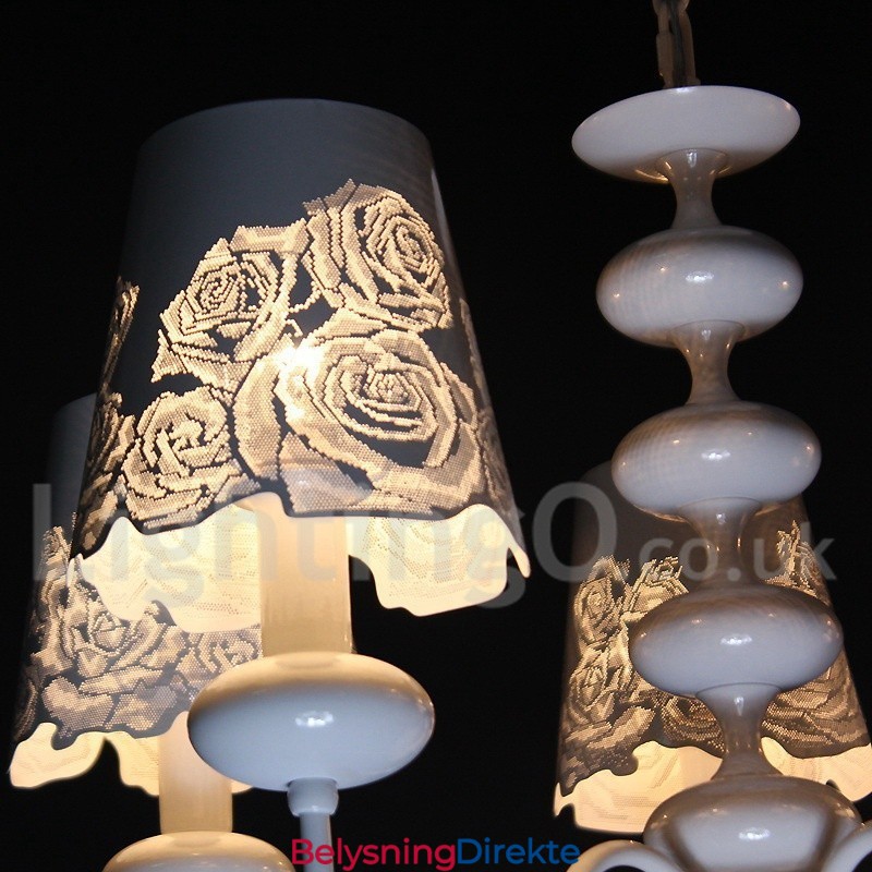 5-Lys Moderne, Samtidskunstnerisk Hul Hvit Lysekrone I Stearinlysstil