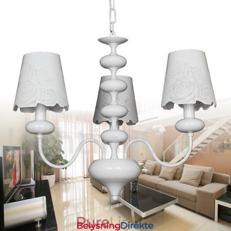 3-Lys Moderne, Samtidskunstnerisk Hul Hvit Lysekrone I Stearinlysstil