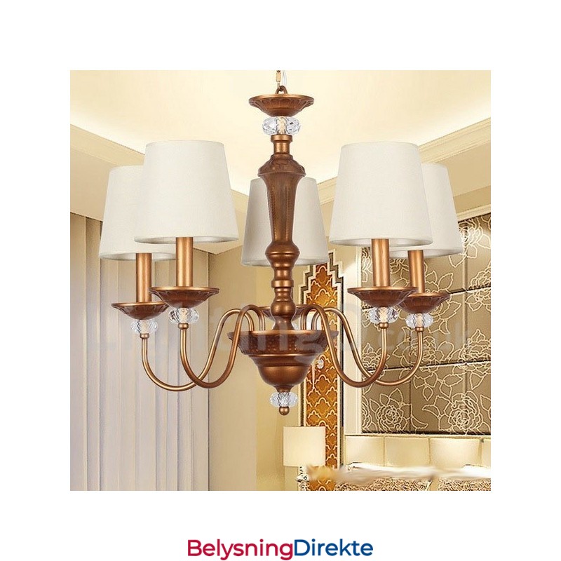 Rustikk Svart Retro Lysekrone Med 5 Lys