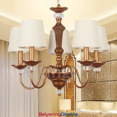 Rustikk Svart Retro Lysekrone Med 5 Lys