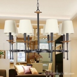 Rustikk Svart Retro Lysekrone Med 8 Lys