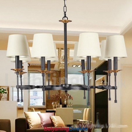 Rustikk Svart Retro Lysekrone Med 8 Lys