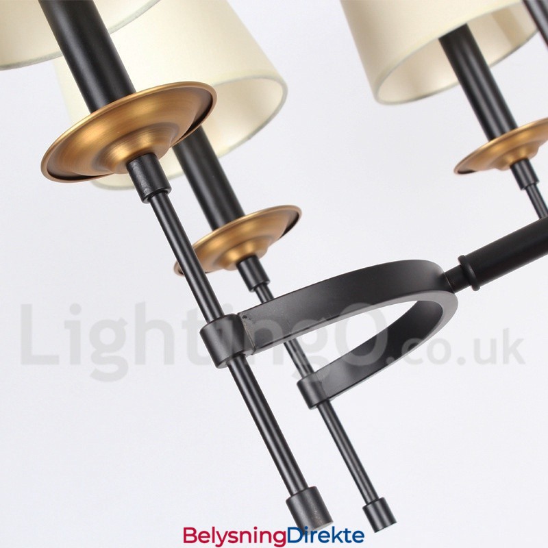 Rustikk Svart Retro Lysekrone Med 8 Lys
