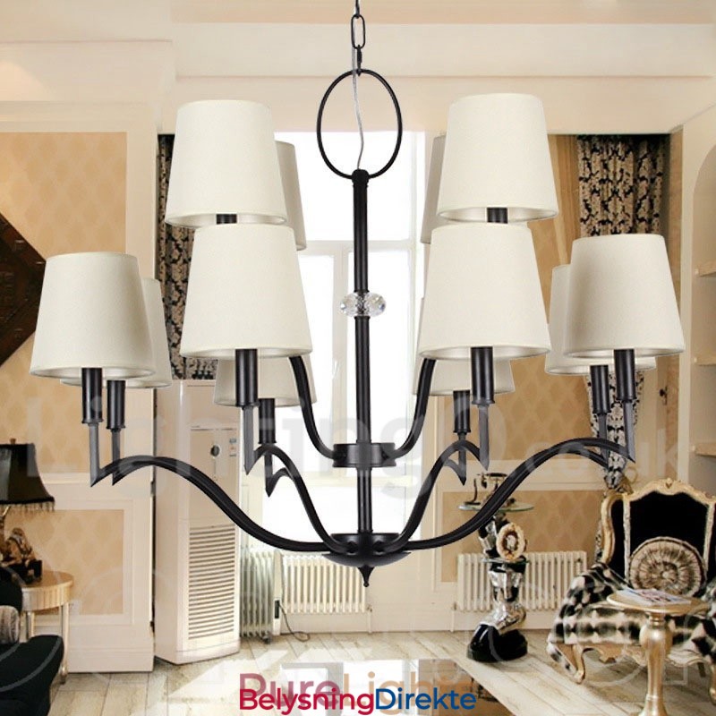 12-Lys Moderne Samtidslysekrone I Stearinlysstil