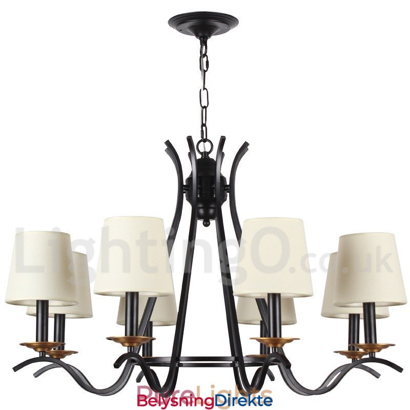 8 Lys I Svart Retro Moderne Lysekrone Med Stearinlys