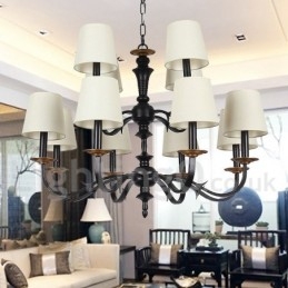 Rustikk Retro Lysekrone Med 12 Lys