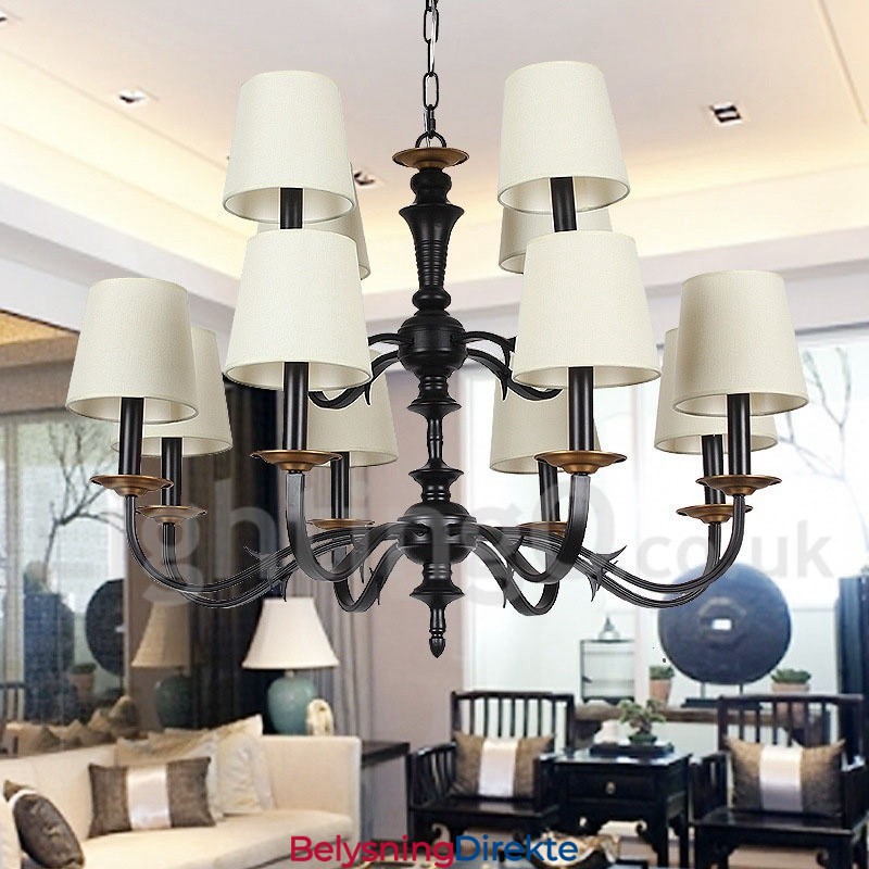 Rustikk Retro Lysekrone Med 12 Lys