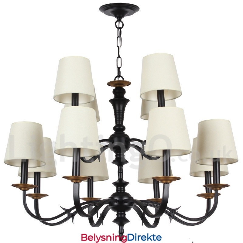 Rustikk Retro Lysekrone Med 12 Lys