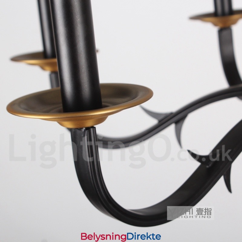 Rustikk Retro Lysekrone Med 12 Lys