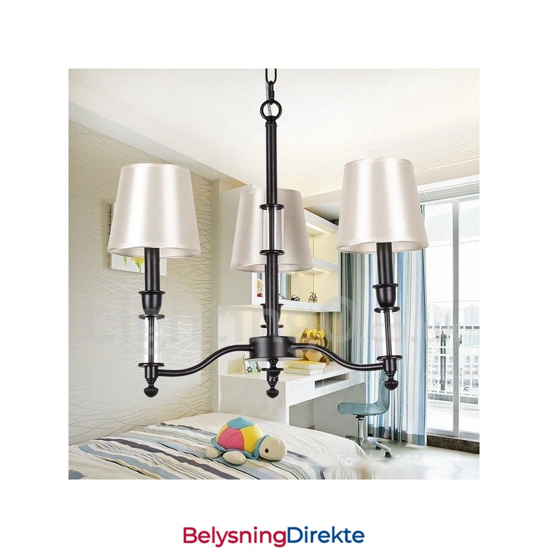 3-Lyss Svart Retro Moderne Lysekrone I Stearinlysstil