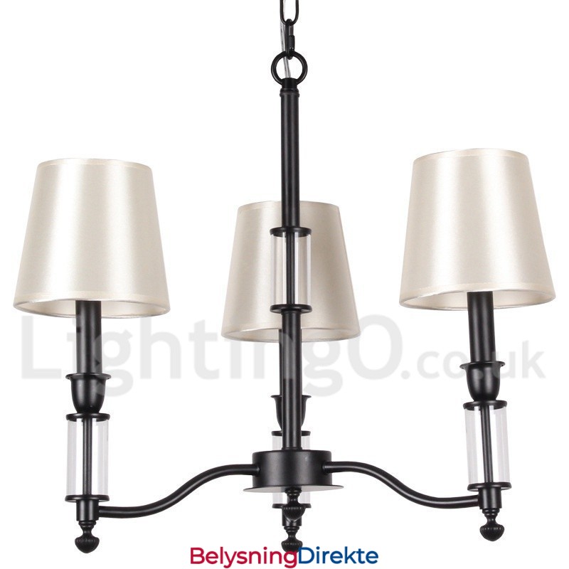 3-Lyss Svart Retro Moderne Lysekrone I Stearinlysstil