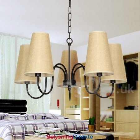 5-Lyss Retro Moderne Lysekrone I Stearinlysstil